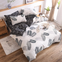 HKM-632915 Nordic-style Four-Piece Cotton Bedding Set with Geometric Patterns