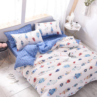 HKM-632915 Nordic-style Four-Piece Cotton Bedding Set with Geometric Patterns
