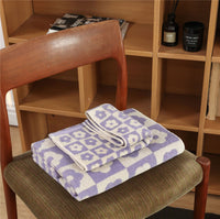 HKM-633171 Retro Style Cotton Fish Scale Towel Set - Face and Bath Towels in Lattice Floral Colors