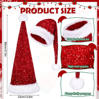 HKM-633363 Festive Long Sequin Cap in Gold, Red, Blue, and Green - Eye-Catching Holiday Accessory