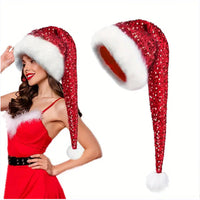 HKM-633363 Festive Long Sequin Cap in Gold, Red, Blue, and Green - Eye-Catching Holiday Accessory