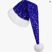 HKM-633363 Festive Long Sequin Cap in Gold, Red, Blue, and Green - Eye-Catching Holiday Accessory