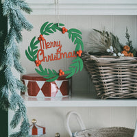 HKM-633555 Charming Wooden Christmas Tree Ornament Garland with Light and Dark Green Pendants