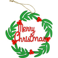 HKM-633555 Charming Wooden Christmas Tree Ornament Garland with Light and Dark Green Pendants