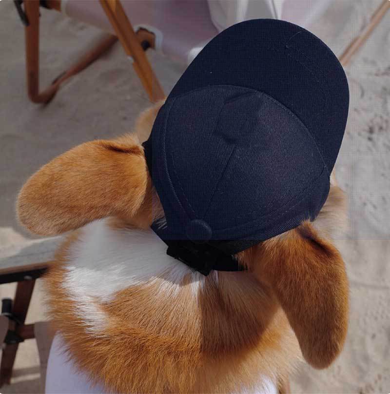 HKM-633747 Adjustable Sun-Proof Pet Hat for Exposed Ears in Monochrome Colors