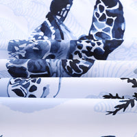 HKM-633747 Retro Sea Turtle Duvet Cover Set in Polyester - Floral Nautical Design (Three or Four Pieces Available)