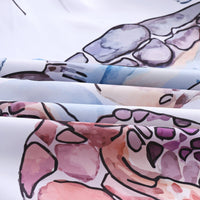 HKM-633747 Retro Sea Turtle Duvet Cover Set in Polyester - Floral Nautical Design (Three or Four Pieces Available)
