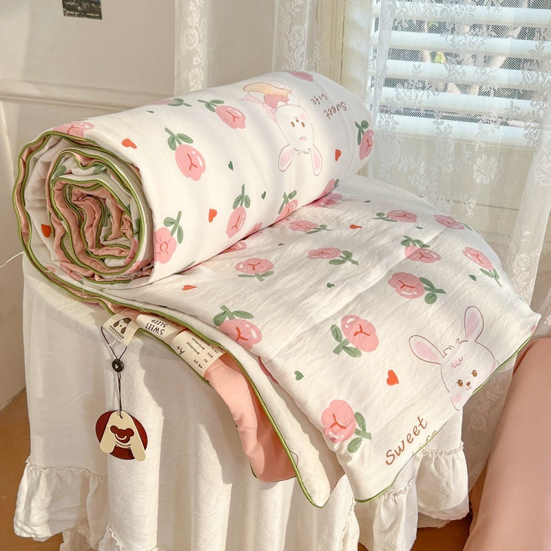 HKM-633747 Summer Quilt for Maternal and Child - Cartoon Design in Washed Cotton, Soybean Fiber Filling, Available in Multiple Sizes