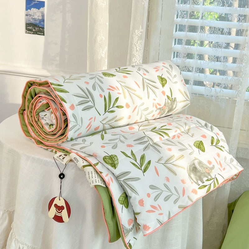 HKM-633747 Summer Quilt for Maternal and Child - Cartoon Design in Washed Cotton, Soybean Fiber Filling, Available in Multiple Sizes