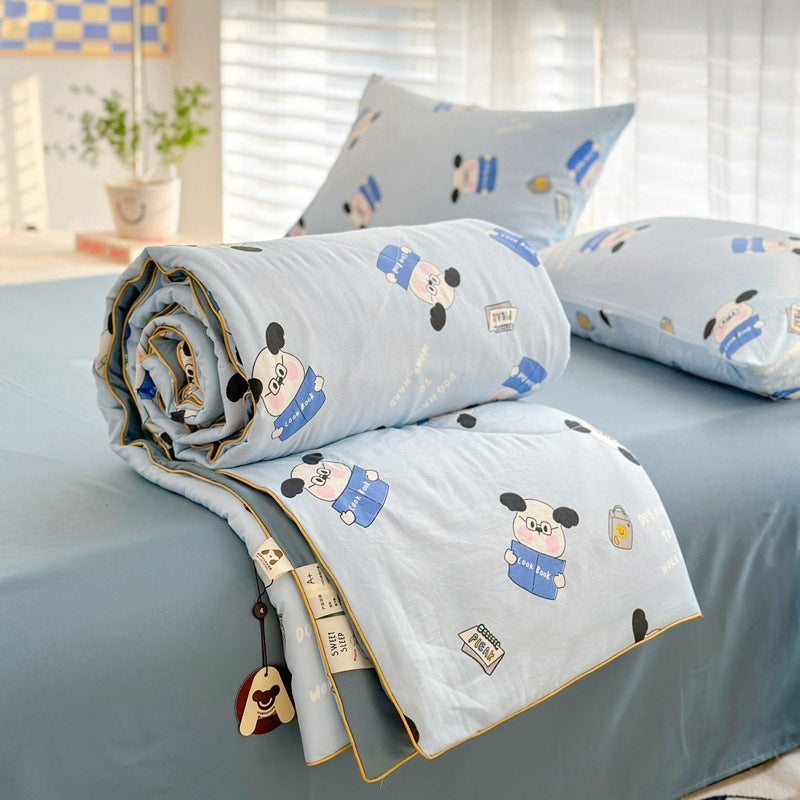HKM-633747 Summer Quilt for Maternal and Child - Cartoon Design in Washed Cotton, Soybean Fiber Filling, Available in Multiple Sizes