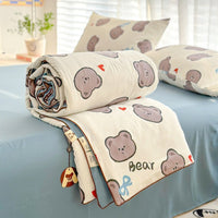 HKM-633747 Summer Quilt for Maternal and Child - Cartoon Design in Washed Cotton, Soybean Fiber Filling, Available in Multiple Sizes