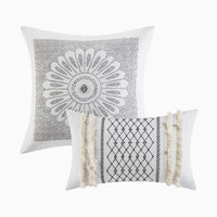 HKM-634067 Multicolor Aztec Print King/Cal King Cotton Duvet Cover Set with Chenille and Matching Shams