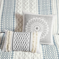 HKM-634067 Multicolor Aztec Print King/Cal King Cotton Duvet Cover Set with Chenille and Matching Shams