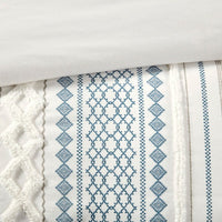 HKM-634067 Multicolor Aztec Print King/Cal King Cotton Duvet Cover Set with Chenille and Matching Shams