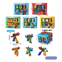 HKM-634387 Transformable Learning Robot Puzzle Toy Set for Preschool Kids - 5 Pieces, Educational Fun for Ages 2-4