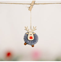 HKM-634515 Elk Pendant Christmas Tree Decoration in Cloth Art - Red, Gray, White, Brown