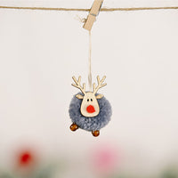 HKM-634515 Elk Pendant Christmas Tree Decoration in Cloth Art - Red, Gray, White, Brown