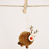 HKM-634515 Elk Pendant Christmas Tree Decoration in Cloth Art - Red, Gray, White, Brown