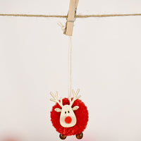 HKM-634515 Elk Pendant Christmas Tree Decoration in Cloth Art - Red, Gray, White, Brown