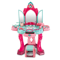 HKM-634579 Beauty Mirror Playset with Light & Sound - Double Door Dressing Table with Chair for Kids