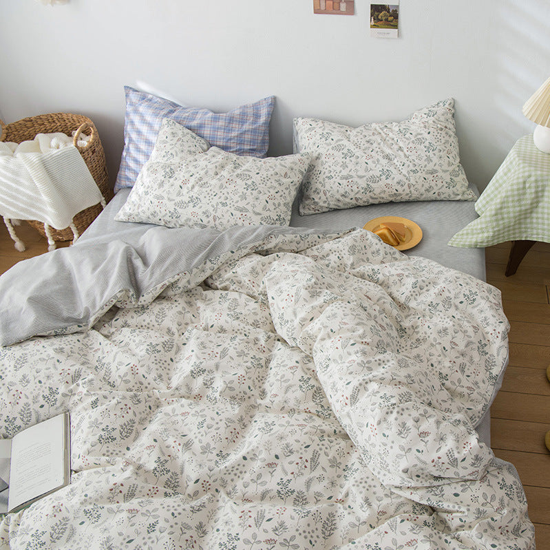 HKM-634579 Pastoral Small Floral 4-Piece Pure Cotton Bedding Set for Multiple Bed Sizes