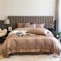 HKM-634707 Pure Cotton Four-Piece Duvet Cover Set with Geometric Pattern for Spring and Summer