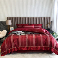 HKM-634707 Pure Cotton Four-Piece Duvet Cover Set with Geometric Pattern for Spring and Summer