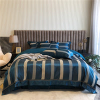 HKM-634707 Pure Cotton Four-Piece Duvet Cover Set with Geometric Pattern for Spring and Summer