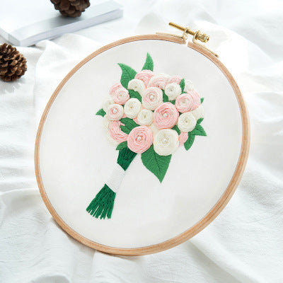 HKM-634899 DIY Hand Embroidery Kit with Cotton Canvas and Complete Accessories