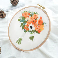 HKM-634899 DIY Hand Embroidery Kit with Cotton Canvas and Complete Accessories