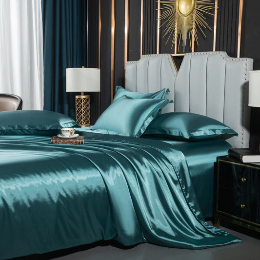 HKM-634899 Solid Color Washed Silk Four-Piece Bed Sheet Set in Multiple Sizes