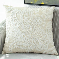 HKM-634963 Embroidered Cotton and Linen Tassel Pillowcase with Plant and Flower Pattern
