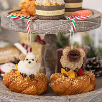 HKM-635027 Plush Felt Puppy Pendant for Christmas Decoration - Brown and White Ornaments