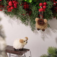 HKM-635027 Plush Felt Puppy Pendant for Christmas Decoration - Brown and White Ornaments