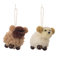 HKM-635027 Plush Felt Puppy Pendant for Christmas Decoration - Brown and White Ornaments