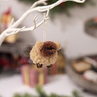 HKM-635027 Plush Felt Puppy Pendant for Christmas Decoration - Brown and White Ornaments
