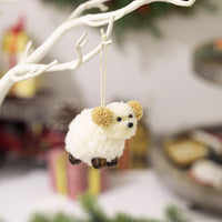 HKM-635027 Plush Felt Puppy Pendant for Christmas Decoration - Brown and White Ornaments
