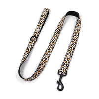 HKM-635091 Brown Leopard Print Buckle Collar and Leash Set for Pets