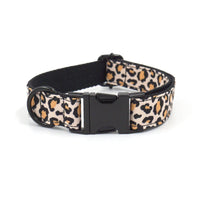 HKM-635091 Brown Leopard Print Buckle Collar and Leash Set for Pets