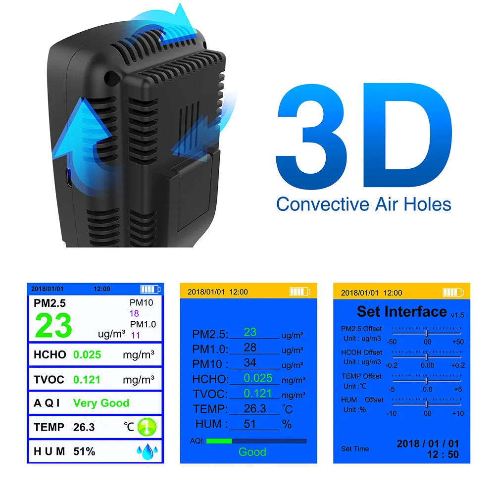KTX-635091 Smart Indoor Air Quality PM2.5 Monitor for Real-Time Air Quality Assessment