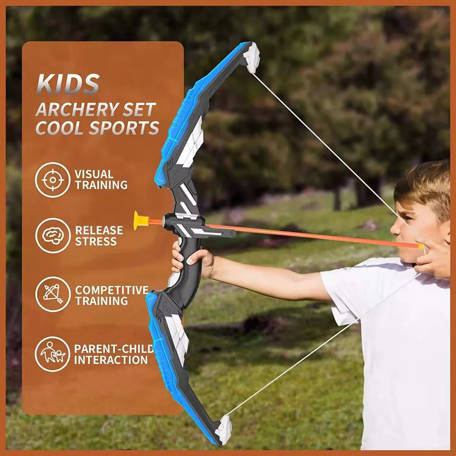 HKM-635155 LED Bow and Arrow Shooting Set with Suction Cup Target for Indoor and Outdoor Fun