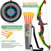 HKM-635155 LED Bow and Arrow Shooting Set with Suction Cup Target for Indoor and Outdoor Fun