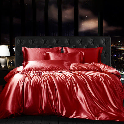 HKM-635219 Silk Four-Piece Modern Minimalist Quilt Cover Set for Various Bed Sizes