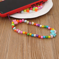 HKM-635283 Candy Color Acrylic Beads Mobile Phone Lanyard with Adjustable Length