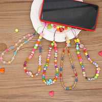 HKM-635283 Candy Color Acrylic Beads Mobile Phone Lanyard with Adjustable Length