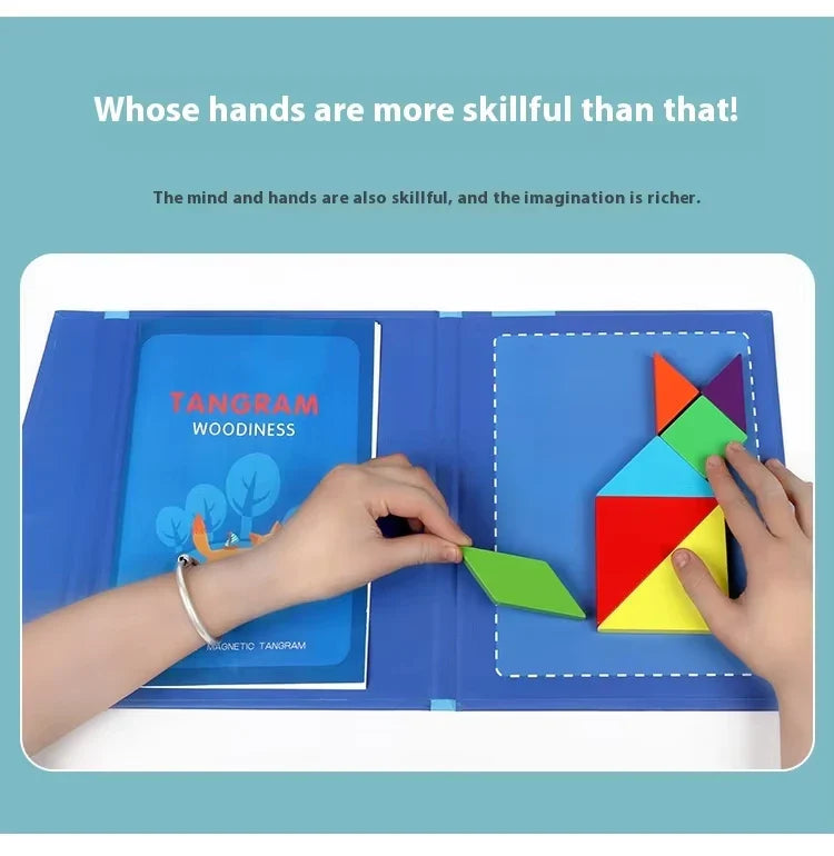 HKM-635475 Magnetic Wooden Tangram Puzzle for Kids - Educational Jigsaw Toy for Ages 3 and Up