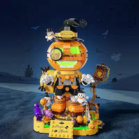 HKM-635539 Halloween Pumpkin Head Building Block Set for Creative Play - 50 Pieces