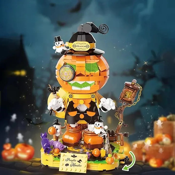 Halloween Pumpkin Head Building Block Set for Creative Play - 50 Pieces