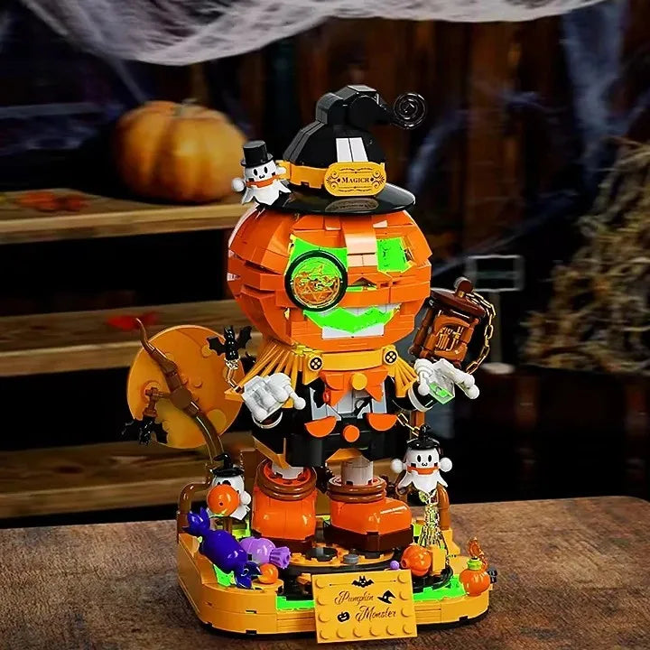 Halloween Pumpkin Head Building Block Set for Creative Play - 50 Pieces