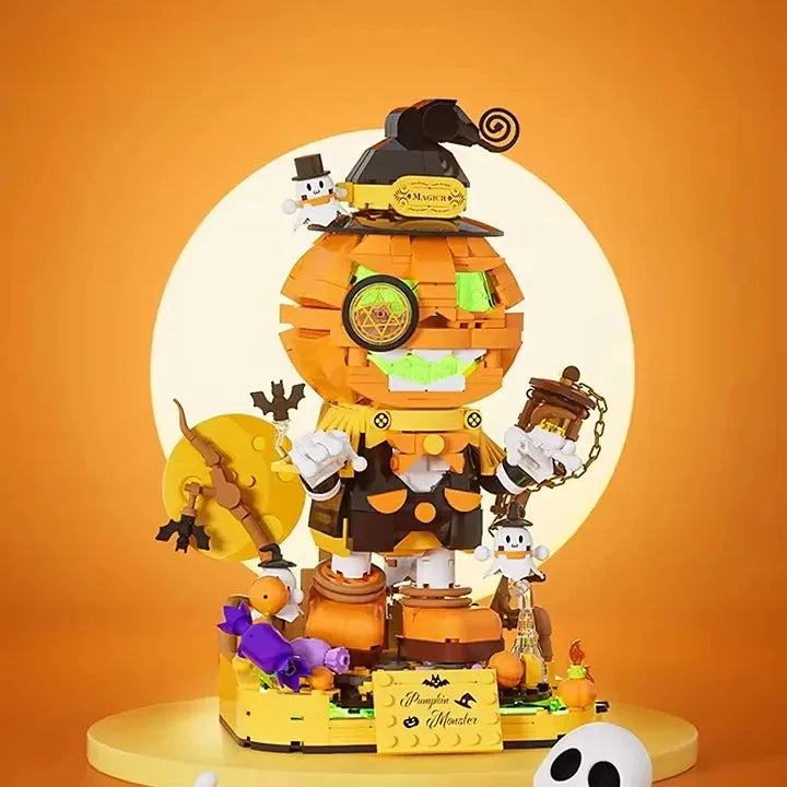 Halloween Pumpkin Head Building Block Set for Creative Play - 50 Pieces